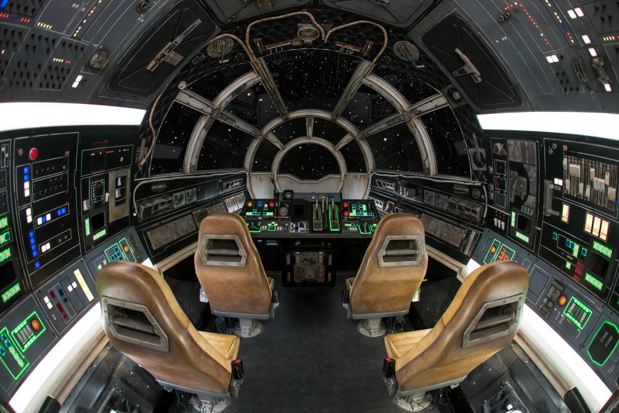 Inside Millennium Falcon: Smugglers Run at Star Wars: GalaxyÕs Edge at Disneyland Park in Anaheim, California, and at Disney's Hollywood Studios in Lake Buena Vista, Florida, guests will take the controls in one of three unique and critical roles aboard the fastest ship in the galaxy. (Joshua Sudock/Disney Parks)
