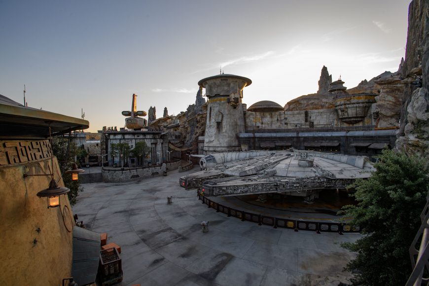 Star Wars: GalaxyÕs Edge at Disneyland Park in Anaheim, California, and at Disney's Hollywood Studios in Lake Buena Vista, Florida, is Disney's largest single-themed land expansion ever at 14-acres each, transporting guests to Black Spire Outpost, a village on the planet of Batuu. Guests will discover two signature attractions. Millennium Falcon: Smugglers Run (pictured), available opening day, and Star Wars: Rise of the Resistance, opening later this year. (Richard Harbaugh/Disney Parks)