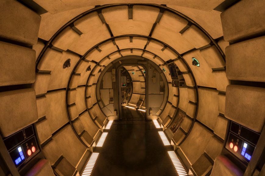 Guests visiting Millennium Falcon: Smugglers Run will walk the hallways and experience other memorable areas before taking control of the fastest ship in the galaxy in Star Wars: GalaxyÕs Edge at Disneyland Park in Anaheim, California, and at Disney's Hollywood Studios in Lake Buena Vista, Florida. (Joshua Sudock/Disney Parks)