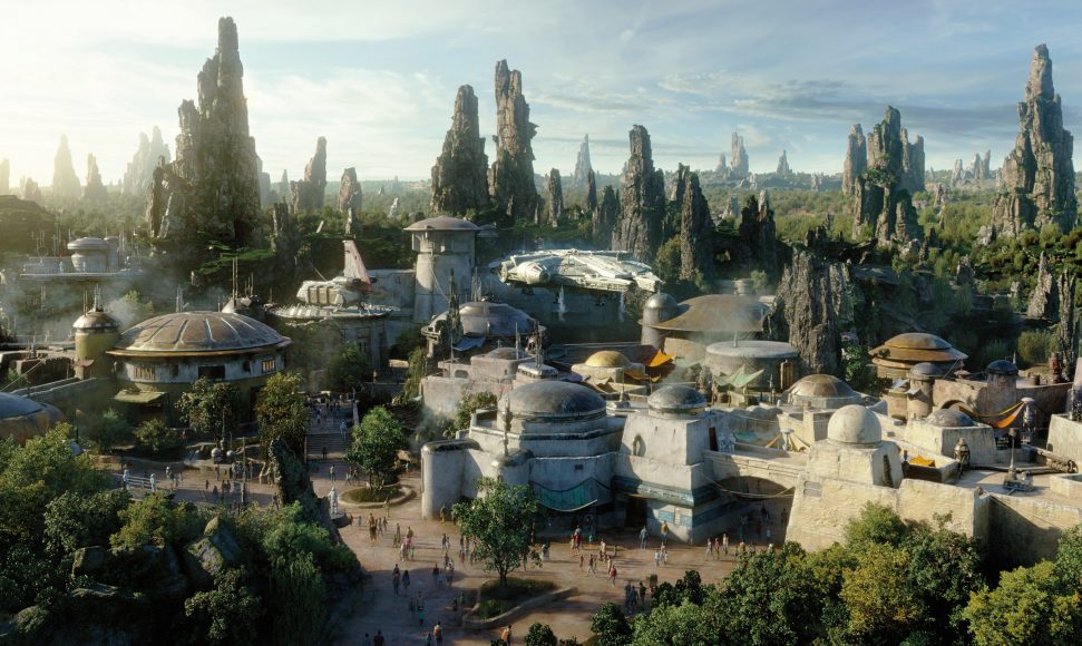 Star Wars: GalaxyÕs Edge at Disneyland Park in Anaheim, California, and at Disney's Hollywood Studios in Lake Buena Vista, Florida, is Disney's largest single-themed land expansion ever at 14-acres each, transporting guests to Black Spire Outpost, a village on the never-before- seen planet of Batuu. Guests will discover two signature attractions. Millennium Falcon: Smugglers Run, available opening day, and Star Wars: Rise of the Resistance, opening later this year. (Disney Parks)