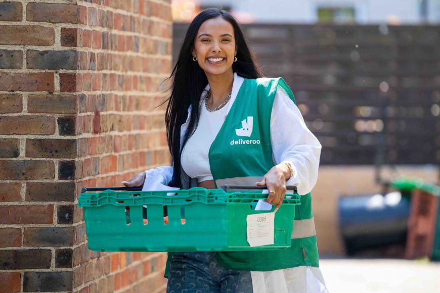 TV star Maya Jama surprises youths in Hackney, East London to volunteer as part of Deliveroo’s Full Life campaign, delivering 1m meals to people in the local communities (2)