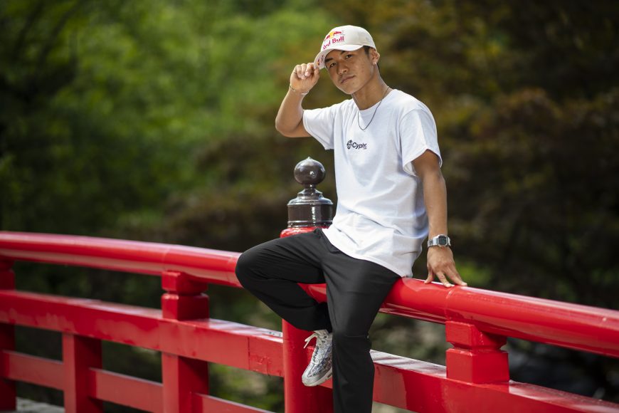 B-Boy Shigekix poses for a portrait during ShiroFes in Aomori Prefecture, Japan on July 5, 2021 
