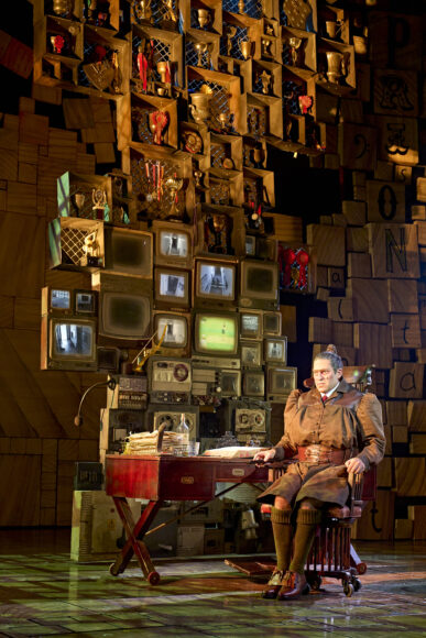 Jon Robyns as Miss Trunchbull in RSC's Matilda The Musical. London. Manuel Harlan