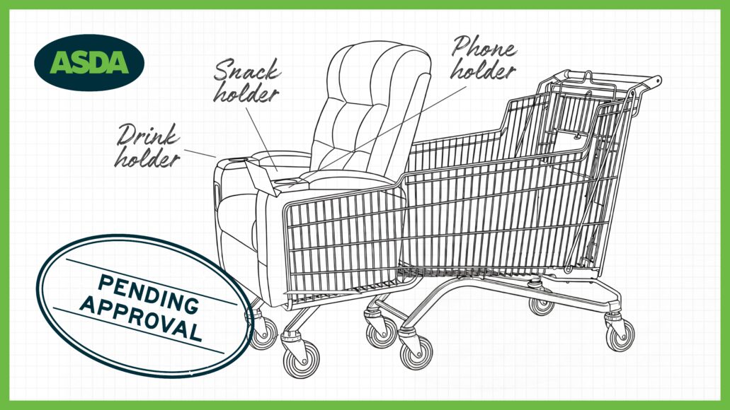 Asda reveals plans to launch adult-sized trolley seats tackling ‘co-shopping chaos’, keeping distracted shoppers from vanishing mid-aisle