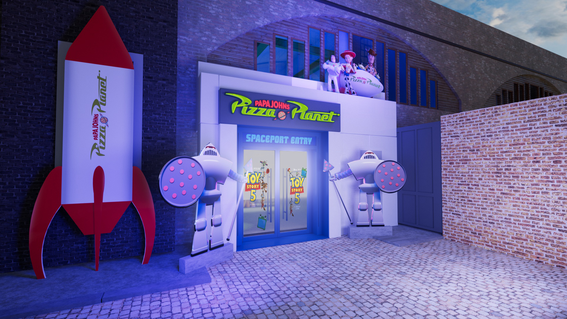 PAPA JOHNS TRANSFORMS SHOREDITCH INTO TOY STORY'S ICONIC PIZZA PLANET AHEAD OF TOY STORY 5!