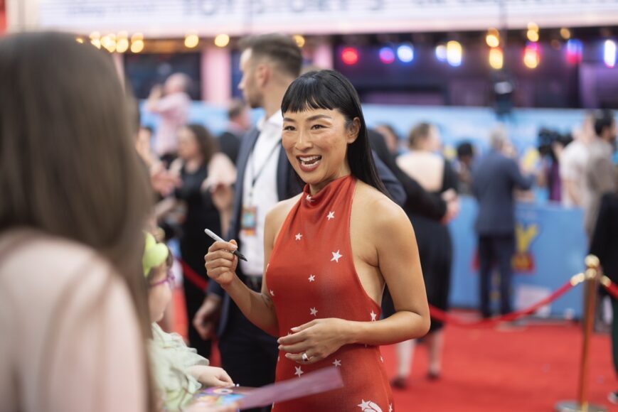 Greta Lee attends the UK Launch Event of Disney and Pixar's 'Toy Story 5' at Odeon Luxe Leicester Square, London on May 28th, 2026. (Photo by StillMoving.Net for The Walt Disney Company Limited)