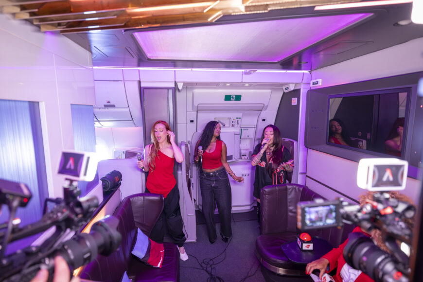 Virgin Altantic celebrates the roll out of it’s new Starlink wifi with a livestream performance from  The Sugababes at 35,000ft onboard a flight to JFK.